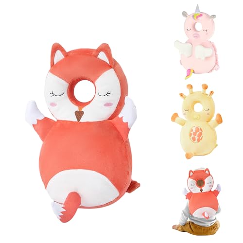 Image of Baby Head Back Protector Backpack Toddler Safety Protector Cushion Pad Soft, Adjustable and Lightweight Design for Safe Walking and Crawling Toddlers Girls and Boys(Fox)