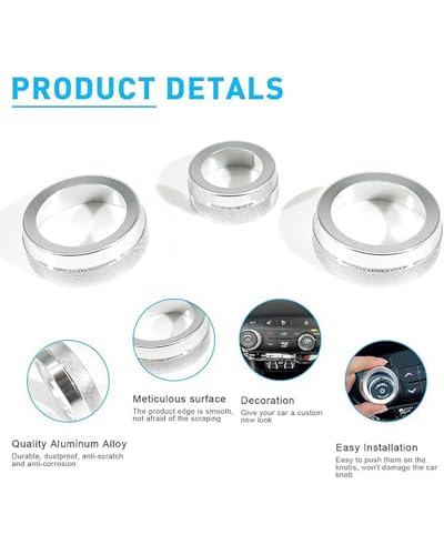 Temperature Adjustment Knob Air Conditioning Volume Switch Knob Ring Climate Control HVAC (Silver)