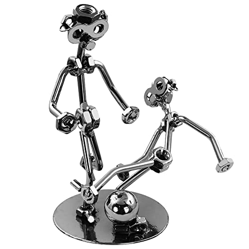 Winterworm SKJW1400 Creative Soccer Iron Art Man Statue Sports Ornaments Metal Football Sculpture Figurine