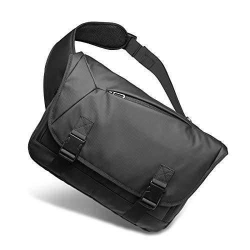 メッセンジャーバッグ メンズ 斜めがけ ボディバッグ 肩掛けバック ショルダーバッグ 防水 大容量 PC収納カバン かばん男性用 (ブラック)