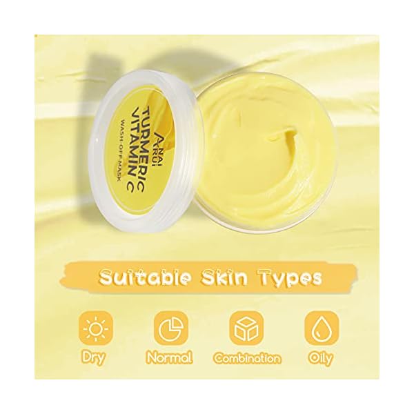 ANAIRUI-Turmeric-Vitamin-C-Wash-off-Facial-Mask-Soothing-Acne-Dark-Spots-Hydrate-Glow-Ice-Cream-Mask-Hydrating-Revitalizing-Boost-Radiance-and-Collagen-for-Dry-Dull-Skin-352-oz ANAI RUI Turmeric Vitamin C Face Mask, Facial Mask Hydrating, Glow Ice-Cream Mask, Revitalizing, Boost Radiance for Dry, Dull Skin, 3.52 ozâ¦