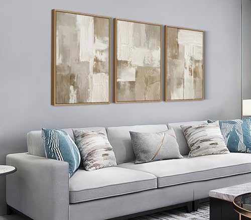 Shoci Large Framed Abstract Wabi Sabi Wall Art Modern Neutral