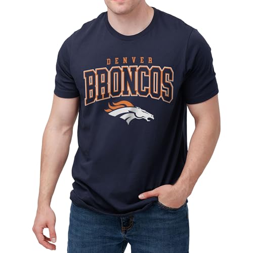 FOCO Denver Broncos NFL Mens Classic Arched Logo T-Shirt - Navy - L