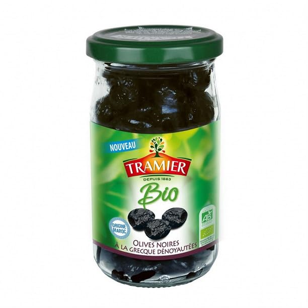 TRAMIER | Olives Biologiques Noires À La Grecque Dénoyautées Variété Beldi 150G | Lot De (4) | livraison offerte