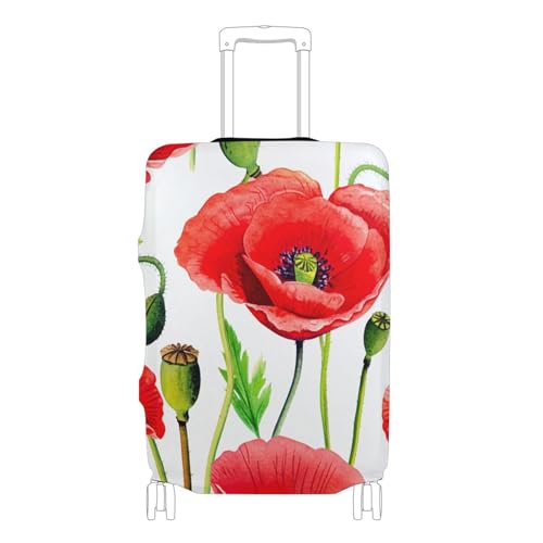 Joisal Cool Luggage Protector Suitcase Cover Custom Protection Vibrant Red Poppy Flowers Travel Accessories for Women, M, Fits 22-24 Inch Case