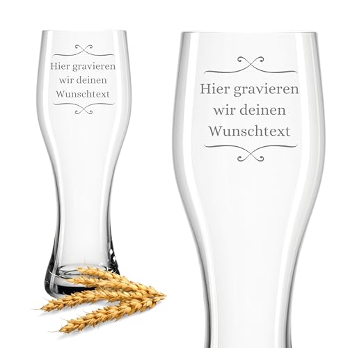 Weizenglas mit Gravur Leonardo - Personalisiertes Geburtstagsgeschenk für Männer mit Wunschtext - Männergeschenk zum Geburtstag - Für Papa Opa zum Vatertag