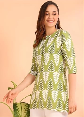 Image of Women's Short Kurti in TopsTunic Rayon Cotton Blend | Ladies Ethnic Tunic