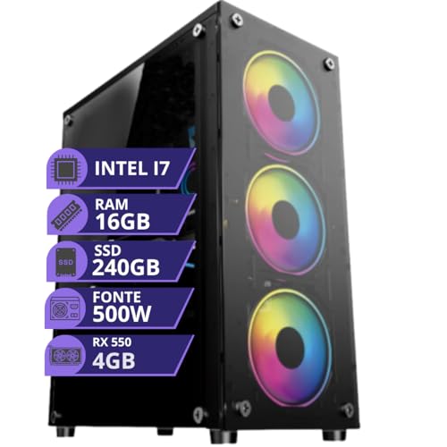 Pc Gamer Cpu Intel Core I7 3.4ghz Ssd 240gb Memoria 16gb Rx550 4gb Fonte 500W