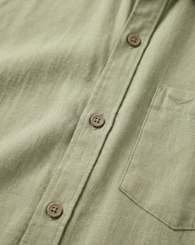 Image of Nobero Breezy Premium Linen Cotton Shirt for Men | Stylish Casual Shirts for Men | Semi Cut Collar | Box Pleat | Curved Hem | Regular Fit | Full Sleeve | S-XXXL