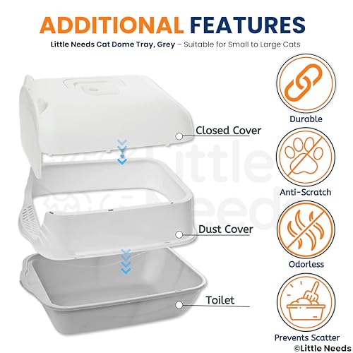 Image of Cat Litter Box with Scooper - (Dome Tray) (49 x 36 x 36 cm) for Small Cats & Kittens | 19 inch Hooded Toilet with Flap Door | Anti-Tracking Design, Spacious Easy-Clean Tray for Indoor Use