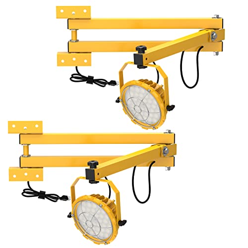 G GJIA 60W 6600LM LED Loading Dock Lights with 40'' Swing Folding Double Arm, AC100-277V, 360° Rotatable LED Lamp Head, ETL Listed, IP65 Waterproof for Trailers, Docks, Warehouses, Container. (2 Pack)