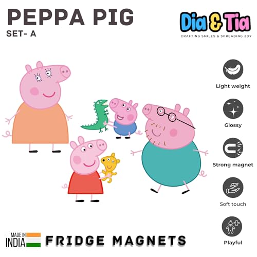 Image of Dia & Tia -Premium Fridge Magnets -Handmade in India for Office, Kitchen, refrigirators, Magnetic Boards -Motivational Quotes, Indian Culture, Gamers, Cute Cartoons, Decor (Peppa n George)