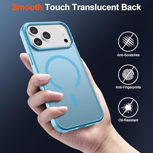 Image of SUPFINE Magnetic for iPhone 17 Pro Max Case (Compatible with MagSafe)(Military Grade Drop Protection) Translucent Matte Shockproof with Anti-Fingerprint Phone Cover 2025,Light Blue