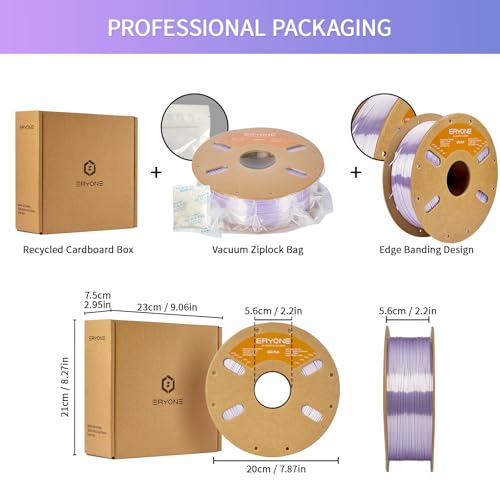 Image of ERYONE Silk PLA Filament for 3D Printer 1.75mm + /- 0.03mm, Shiny Filament 1kg (2.1lbs) /Spool, Taro Purple