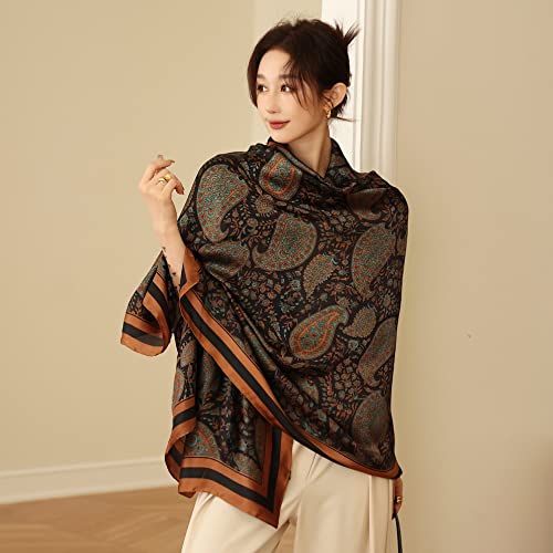 Image of ZDMHSH Fashion Scarves Scarf 100% Silk Feeling Scarf Silk Like Scarves Long Lightweight Sunscreen Shawls for Women