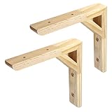 Curqia Set of 2 Wood Shelf Bracket Wall Mount Solid Triangle Brackets Shelf Supports with Screws for