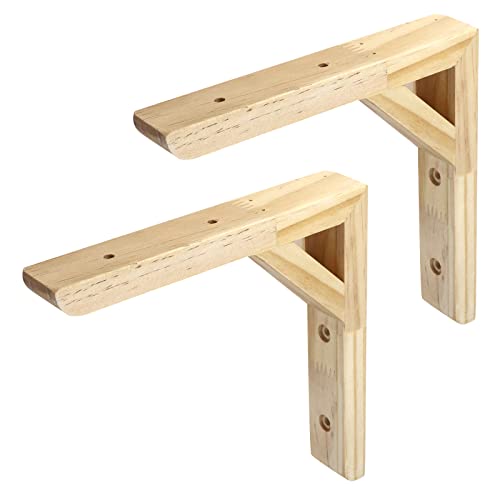 Curqia Set Of 2 Wood Shelf Bracket Wall Mount Solid Triangle Brackets Shelf Supports With Screws For Diy Project, Wood Tone (7 Inch) #TOP9