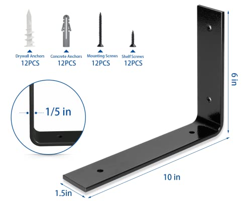 12 Inch J Shelf Brackets (Match 11.25" Board) 4Pcs + 10 X 6" L Shelf Brackets 6Pcs #TOP4