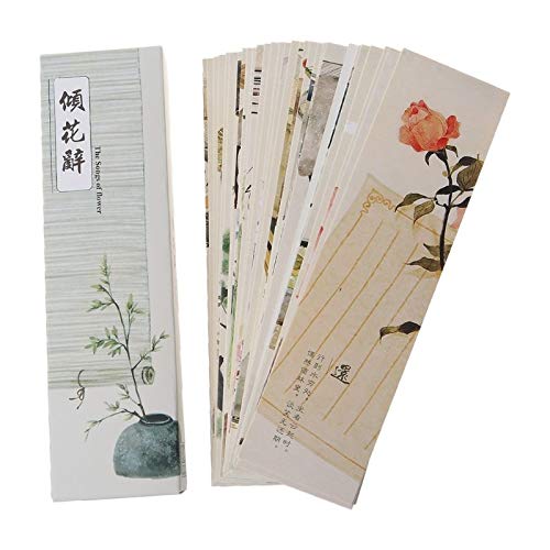 WOWOWO Bookmark 30pcs Creative Chinese Style Paper Bookmarks Painting Cards Retro Beautiful Boxed Bookmark Commemorative Gifts