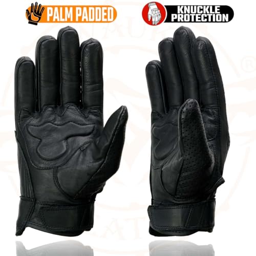 Image of Milwaukee Leather Men's Premium Leather Motorcycle Racing Gloves - Hand Protection, Gel Palm, Adjustable Fit - 3X-Large