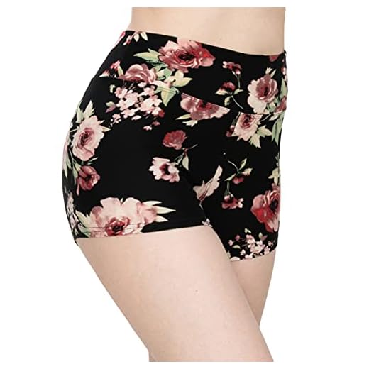 ALWAYS Women Workout Yoga Shorts - Premium Buttery Soft Solid Stretch Cheerleader Running Dance Volleyball Short Pants Floral 1882 Black XL