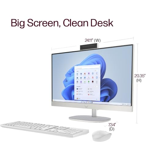 Image of Customizable HP 27 inchFHD Touchscreen All-in-One Business Desktop PC, Intel Core Ultra 7 Up to 4.8GHz, 16GB /32GB /64GB DDR5 RAM, 512GB /1TB /2TB SSD, Webcam, USB-C, Wireless KB&Mouse, Windows11, White