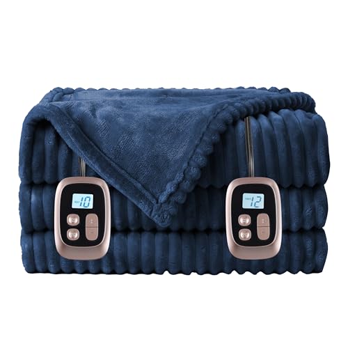 LaffyLo Electric Heated Blanket Queen Size - 84'x90', Soft Flannel Heating Blanket, 10 Heating...