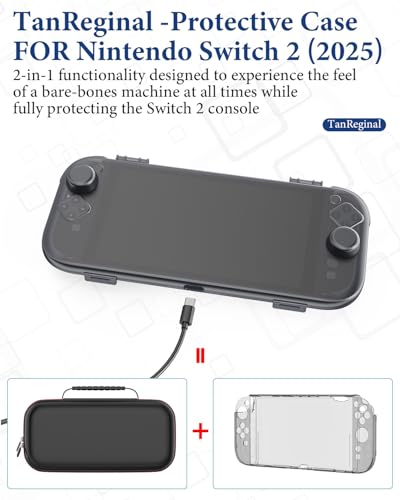 Coque Nintendo Switch 2 rigide noire avec protection écran en verre trempé - 4