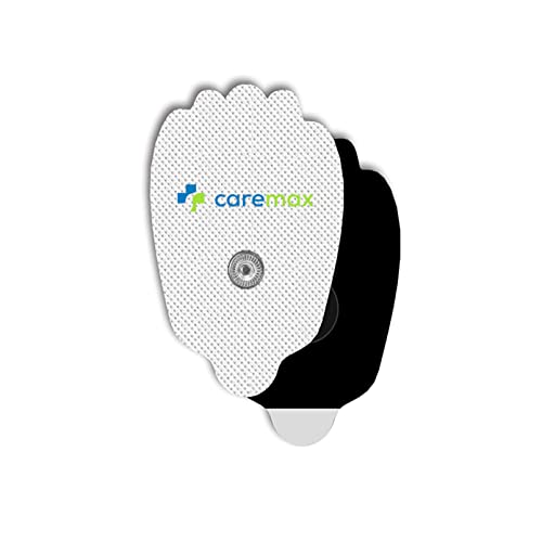 10PCS Caremax Premium Reusable Latex-Free Gel Self adhesive Replacement Electrode Pads (Snap Type) - 7.5cm x 4.8cm Patches 3.5mm Snap-on for TENS Machine Unit Electrotherapy Electronic Nerve & Muscle Stimulator