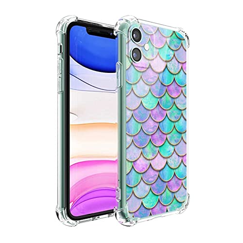 Compatible With Iphone 11 Case, Colorful Shining Mermaid Scale Pattern Magical Fashion Trendy Design For Girl Women, Shockproof Slim Thin And Non-Yellowing Phone Cover For Iphone 11 #TOP16