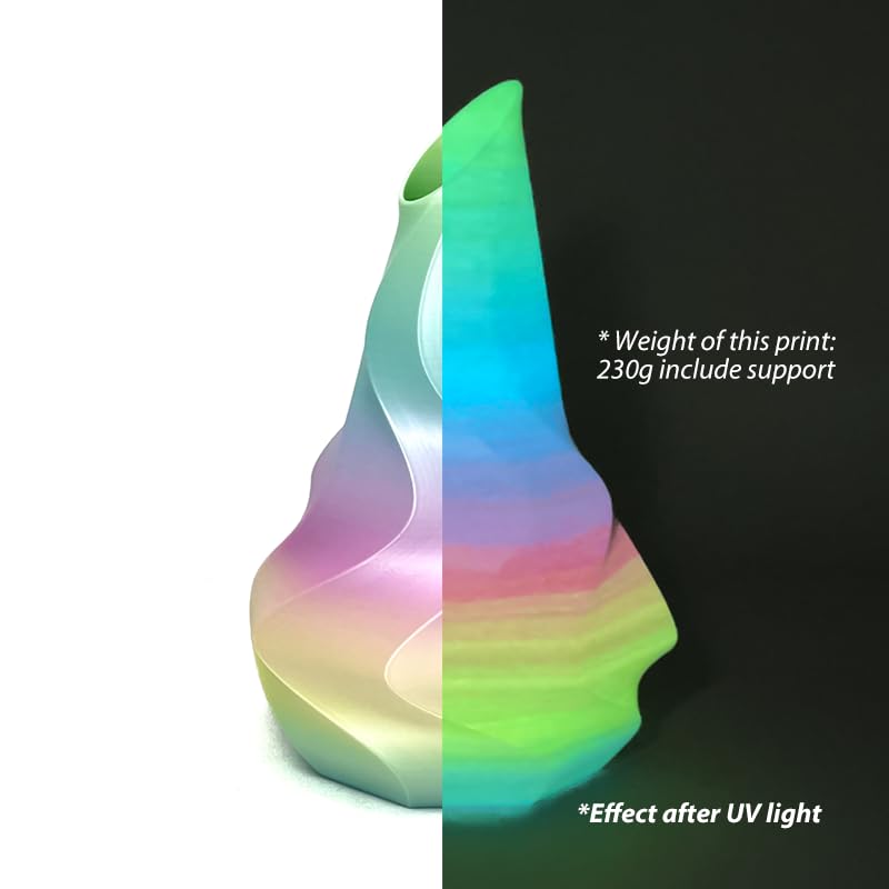 Image of Moon Rainbow Glow in Dark Silk PLA 1.75mm 1kg Luminous 3D Filament FDM AMS | Silk Shiny Smooth Surface Gradient Bright Night Light printing Hide layer Lines 1kg spool 2.2lbs for Printer Bambu Snapmaker