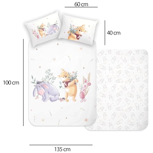 Parure de lit Winnie l'ourson bébé en coton doux pour peau sensible