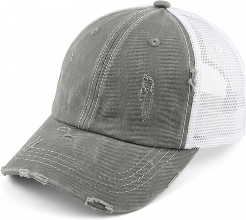 Image of Funky Junque Womens Baseball Cap Dad Hat Ponytail Messy Bun Trucker Ponycap