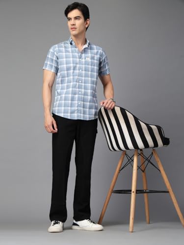 Image of Majestic Man Men's Slim Fit Premium Pure Cotton Plaid Check Half Sleeve Casual Shirt
