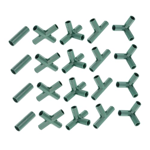 Gatuida Conectores De Plástico para Estacas De Plantas y Uniones De Tubos 16mm para Jardinera e Invernadero, Set 20 Piezas Cruz Recta y Camiseta, Unión Resistente Abs para Cultivo Interior y Exterior