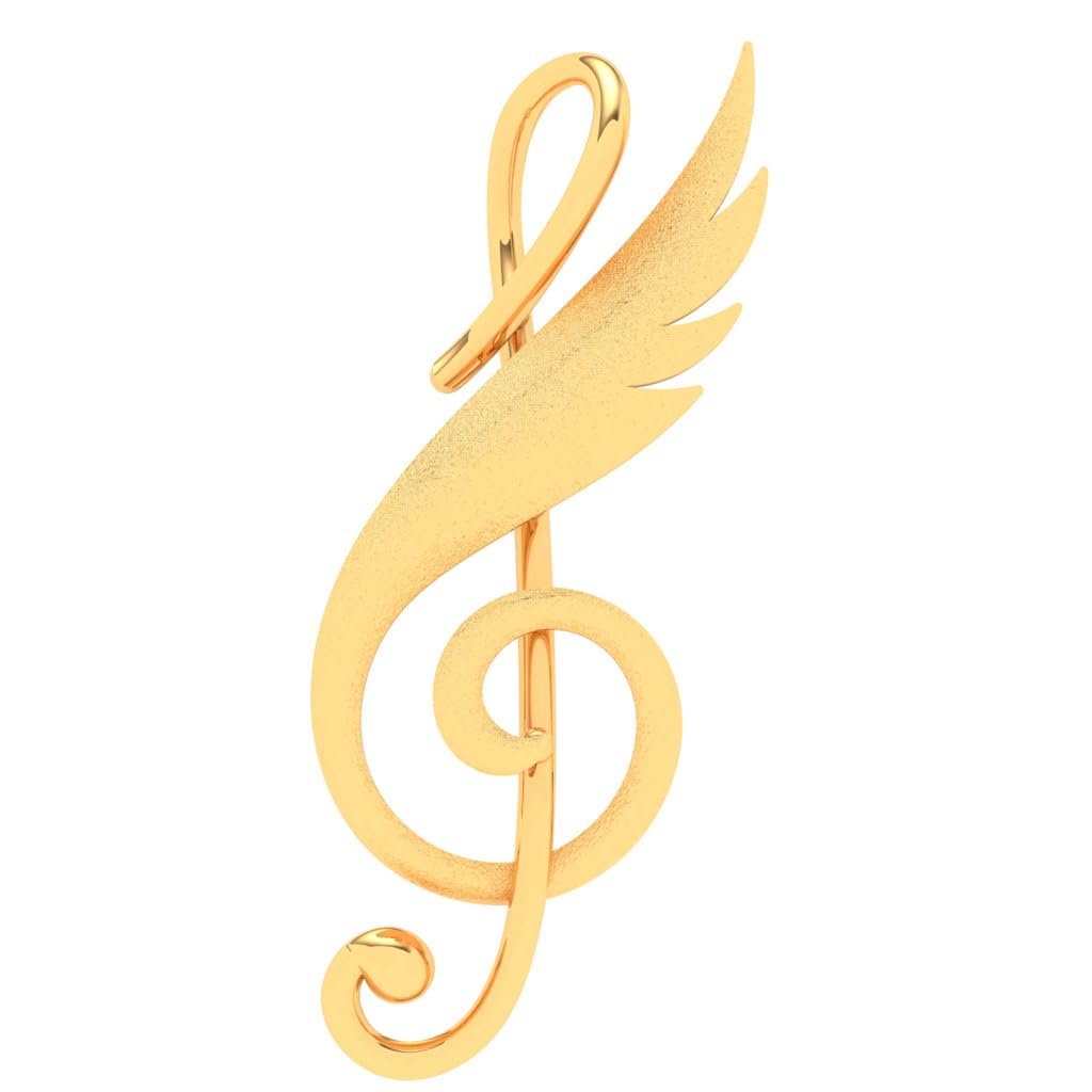Metal 18Kt(750) Yellow Gold Musical Note And Feather Pendant For Women & Girls - 0.75 Gram (Without Chain)-image-6