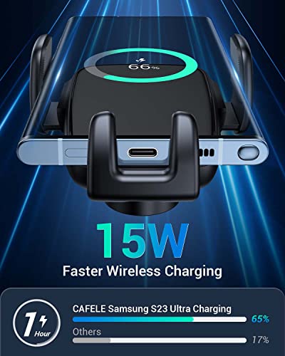 Wireless Car Charger, Cafele 15W Fast Charging Auto-Clamping Car Charger Phone Holder Mount, Car Phone Holder Wireless Charger For Samsung Galaxy S23 Ultra S22 S21 S20, Iphone 14 13 12 Mini Pro Max #TOP1