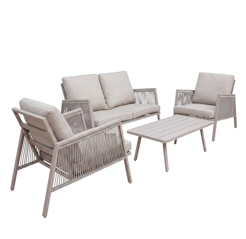 Dellonda Fusion 4 Piece Outdoor Aluminium Sofa Set Light Grey - DG56