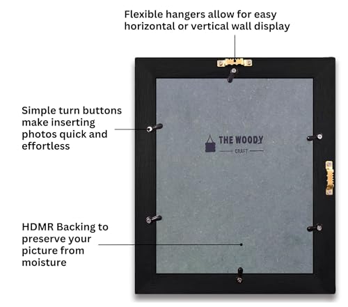Image of Wooden Rectangular Photo Frame With Mat,Black Photo Frame 6 X 8 Inch With Mat Or 8 X 10 Inch Without Mat For Wall Decoration,Gallery Walls,Best Wooden Photo Frames For Posters& Photos