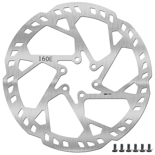 DYISLAND 140mm 160mm 180mm 203mm Bike Disc Brake Rotor with 6 Bolts, Bicycle Brakes Stainless Steel Rotors, MTB, Thickness 2.3mm, Center Hole Distance 44mm, for E-Bike E-Scooter MTB (gray-160mm)