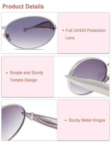 Retro Oval Sunglasses for Women Trendy Small Designer Shades 70s Metal Sun Glasses UV400 Protection GM96112