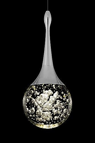 Flashing God Silver 1 Light Teardrop Crystal Pendant Lighting,Integrated Pendant Light with...