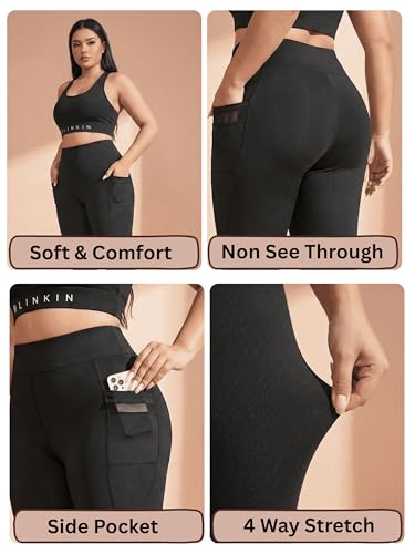 Image of BLINKIN Plus Size Gym Pants for Women's Workout - The Ultimate Yoga Pants | Workout Lowers | Mesh Leggings |Gym Track Pants for Women (PLUSS-2012)
