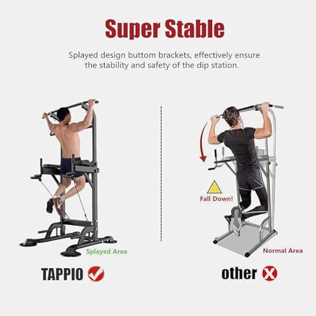 Power Tower Pull Up Bar for Home Gym, Multi Functional Pull Up Bar Stand Dip Bar Station, Adjustable Height Workout Dip Station Strength Training Fitness Equipment