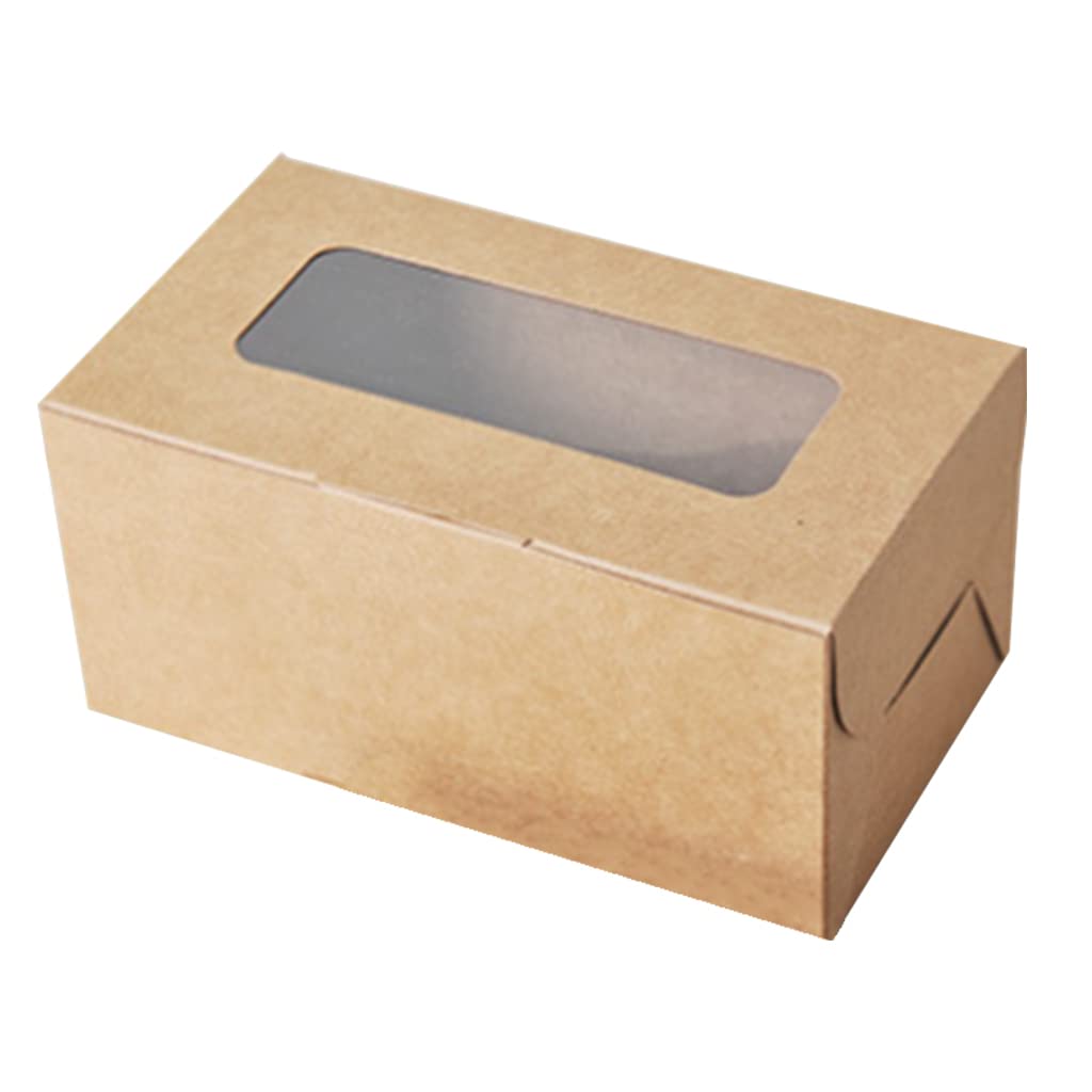 Nucelit 10x Bakery Boxes with Window, Brown Paper Cake Box Cookie Boxes Packaging for Small Cakes, Pie, Cupcakes Cupcake Holder with Window Inserts Paper