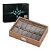 Maverton Boîte à Montres en bois - Coffret de rangement pour 12 montres - Couvercle en verre - Cadeau d’anniversaire - 12 coussins amovibles - Pour chaque occasion
