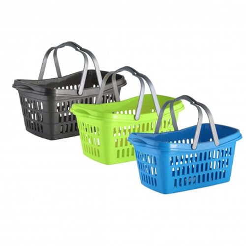 Wäschekorb mit Tragegriff 35 L Plastik Wäschesammler Korb...