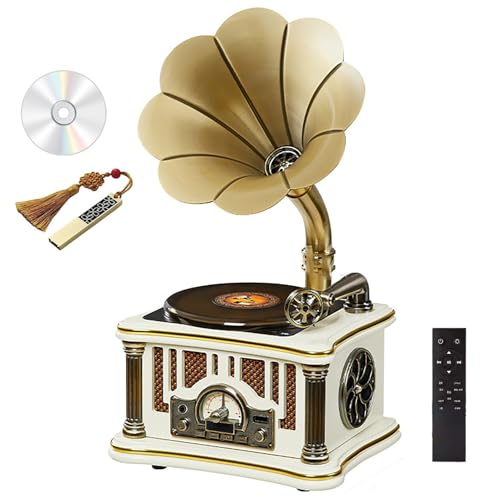 Tocadiscos vintage de madera con sonido envolvente para decorar tu salón