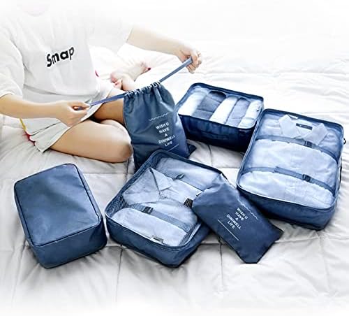 Arqumi Packing Cubes for Suitcases, 6PCS Travel Suitcase Organiser Bags Set Luggage Packing Organizers Waterproof Travel Essentials for Flying Clothes Cosmetics Toiletries Storage Bags Navy Blue