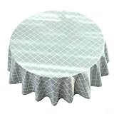 Diseño a cuadros para mantel redondo que es impermeable y resistente al aceite, tamaño de 120 cm de diámetro, para proteger eficazmente las mesas de comedor (E-120 cm)